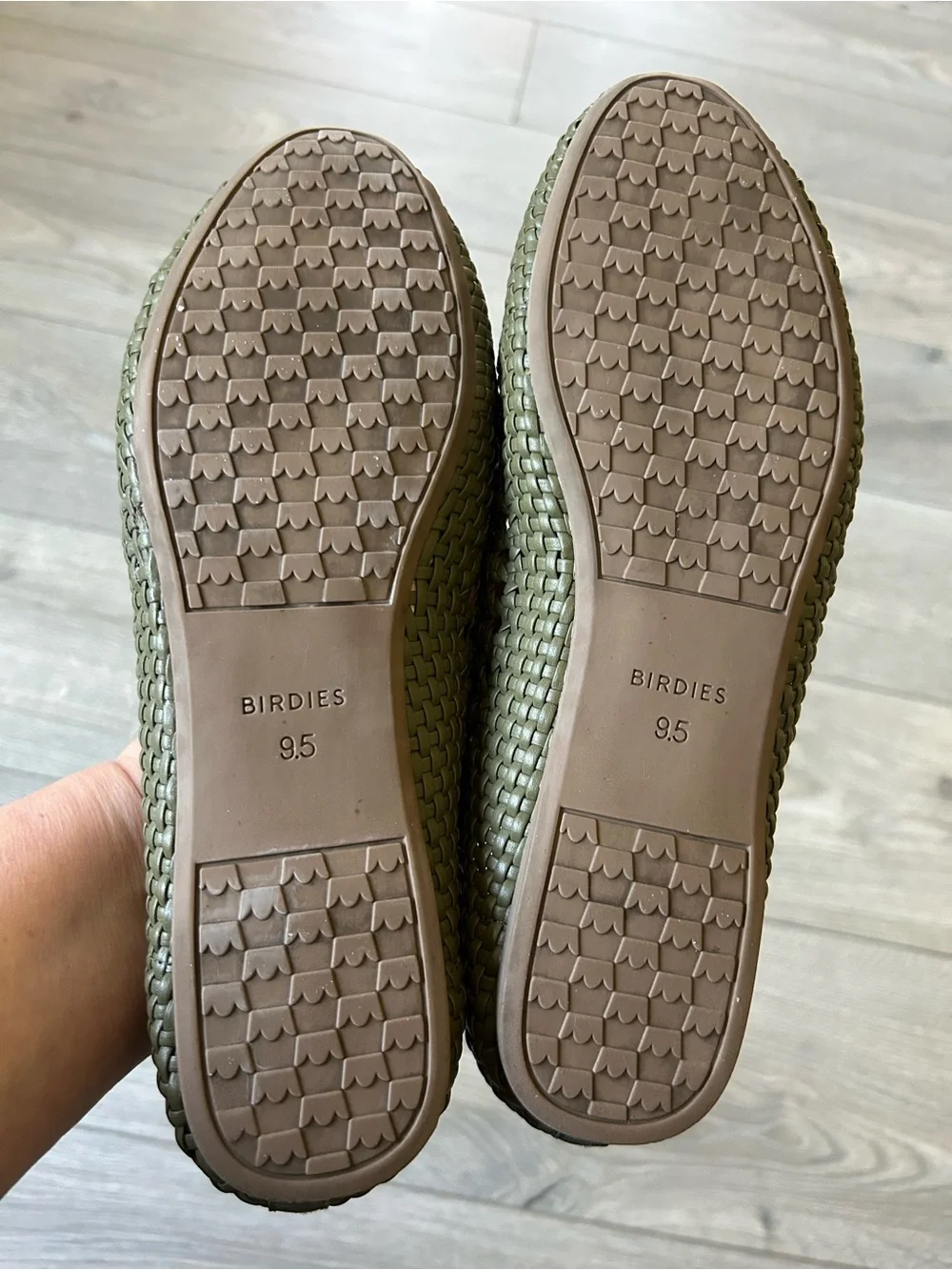Birdies The Starling Woven Flats Olive Green Size 9.5